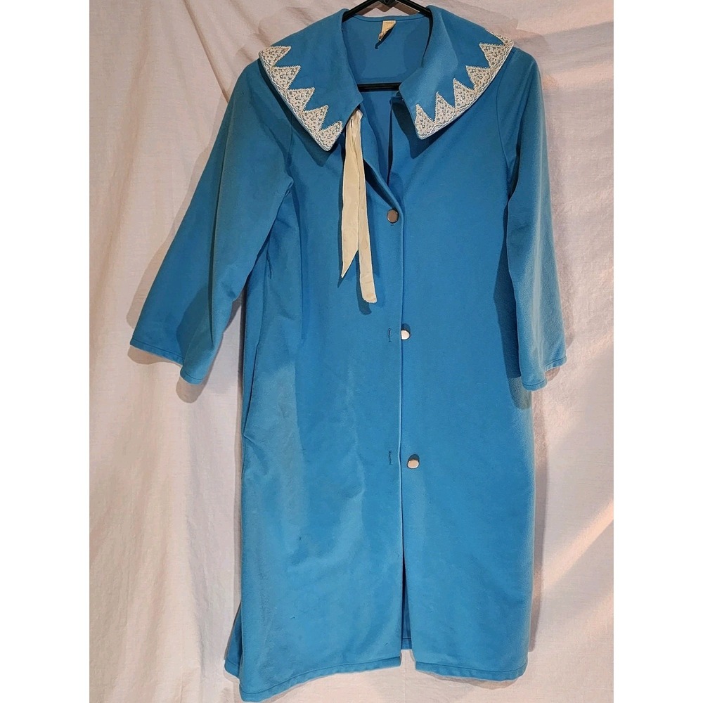 Shirey Arnel Robe Housecoat Duster Vintage Blue 1492 Grannycore Cottagecore Lace